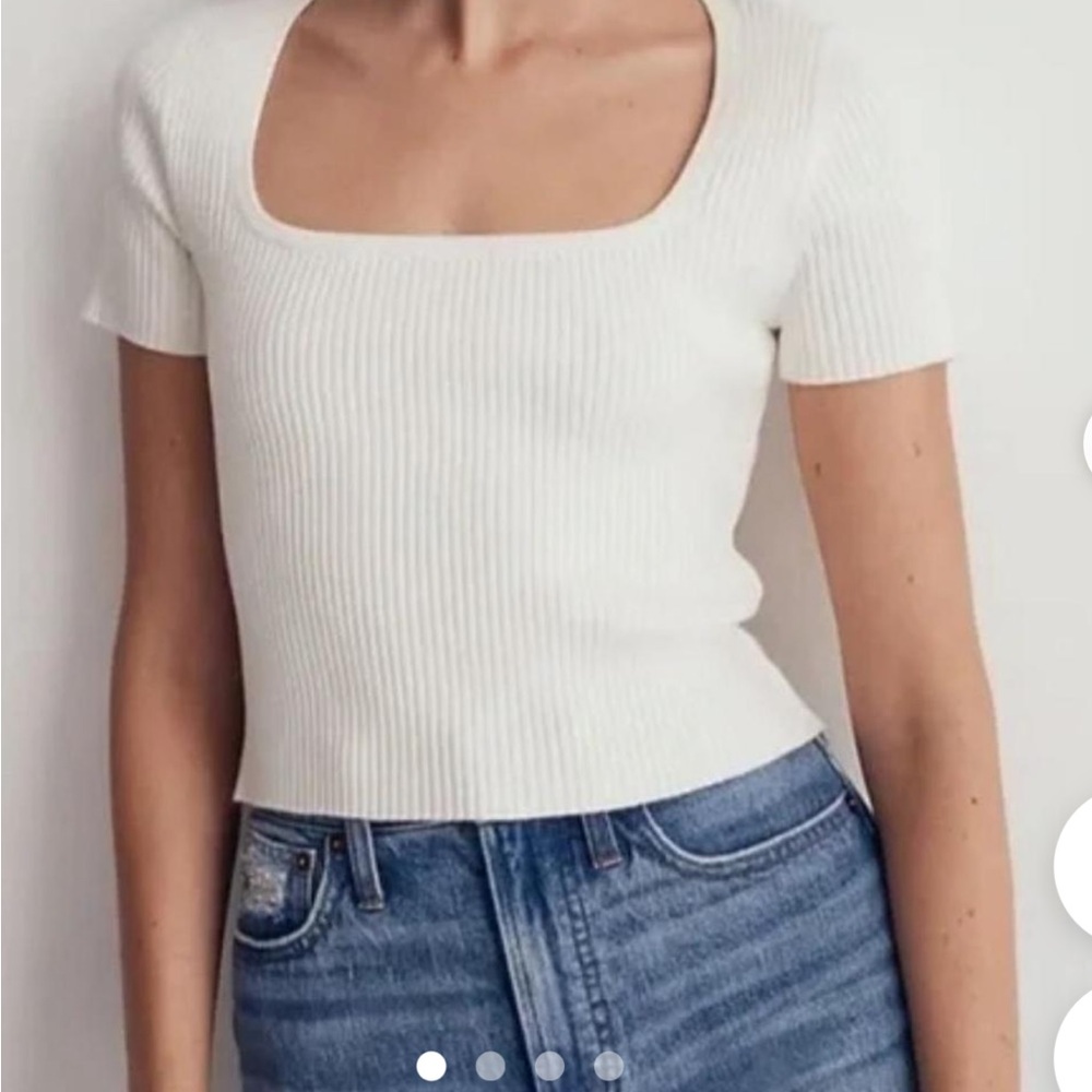 Madewell Cream Ribbed Knit Crop Top